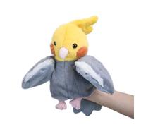 RLOMUTE Parrot Hand Puppet Cockatiel Plush Cute Funny Cuddly Animal Toy for Role Play Storytelling Preschool Teaching Birthday Gifts for Kids Boys Girls Parent-child interaction Games grey