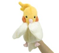 RLOMUTE Parrot Hand Puppet Cockatiel Plush Cute Funny Cuddly Animal Toy for Role Play Storytelling Preschool Teaching Birthday Gifts for Kids Boys Girls Parent-child interaction Games yellow