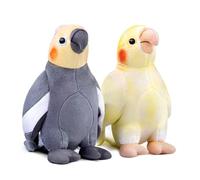 RLOMUTE Parrot Plush Toy 2pcs Cockatiel Realistic Stuffed Bird Super Soft Cute for Birthday Party Companions Bedroom Car Home Decor Collectible Gift for kids Boys Girls 7.8 Inch Yellow Grey