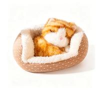RLOMUTE Sleeping Cat Plush Toy, Cute Cat Teddy Plushie Soft Toy with Removable Nest Soft Fluffy Kitty Plushie Kitten Stuffed Animal Plush Teddy for Kids Girls Boys Birthday Gift Home Sofa Decor, 23 cm