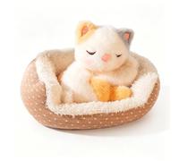 RLOMUTE Sleeping Cat Plush Toy, Cute Cat Teddy Plushie Soft Toy with Removable Nest Soft Fluffy Kitty Plushie Kitten Stuffed Animal Plush Teddy for Kids Girls Boys Birthday Gift Home Sofa Decor, 23 cm