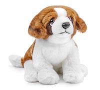 RLOMUTE St. Bernard Sitting Plush Toy Soft - Dog Pillow Cute Realistic Animal Toy-26cm/10”, Unique St. Bernard Plush Toy Model Doll Children’s Gift (brown)