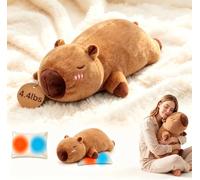 RLOMUTE Weighted Stuffed Animals Capybara, Heatable Coolable, 4.4lb, 50cm | Weighted Teddy Plushie Capybara, Microwaveable Inner Pad, Hugging Pillow for Comfort, Soft Large Cuddly Toy for Kids Adults