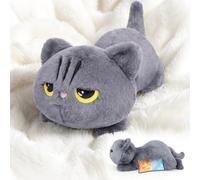 RLOMUTE Weighted Stuffed Animals Gray Cat, Heatable Coolable, 4.4lb, 50cm | Weighted Teddy Plushie Cat, Microwaveable Inner Pad, Hugging Pillow for Comfort, Super Soft Large Cuddly Toy for Kids Adults