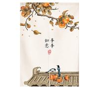 RLoncomix Japanese Noren Doorway Curtain Tapestry Traditional Chinese Wealth Fortune Door Curtain Persimmon Ink Painting Kitchen Home Decoration, 33" x 59"