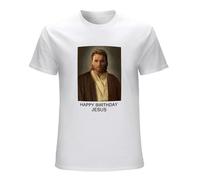 RLPPBMD Happy Birthday Jesus OBI Wan T Shirt Mens Graphic Print White Soft Cotton Top White L