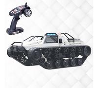 RLS 1:12 Remote Control Tank, High Speed Off-Road 4WD RC Tank 2.4 Ghz All Terrain RC Car with led Lights White (White)