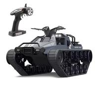 RLS 1:12 Remote Control Tank, High Speed Off-Road 4WD RC Tank 2.4 Ghz All Terrain RC Car with led Lights White (Grey)