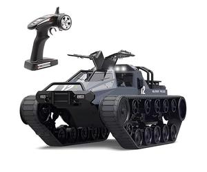 RLS 1:12 Remote Control Tank, High Speed Off-Road 4WD RC Tank 2.4 Ghz All Terrain RC Car with led Lights White (Grey)