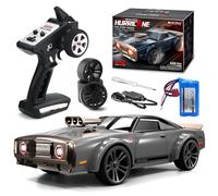 RLS 1:16 Scale RC Drift Toy Car 4WD 35km/h High-Speed Remote Control Muscle Car for Kids and Teens, 2.4GHz RTR Electric Racing Vehicle with Angel Eye LED Lights, Metal Parts & Drift Wheels