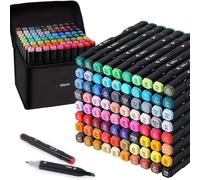 RLS 80Pcs Colored Marker Set, Paint Pens, Colouring Pens for Kids & Adults, New Generation Dual Tip, Artist Marker Pens for Drawing, Sketching, with Carrying Case and Storage Base