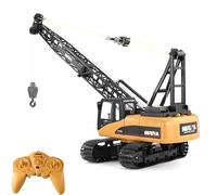 RLS Huina 1572 RC Crawler Crane 1:14 Scale Construction Vehicle Toy, 2.4GHz 15CH Remote Control Excavator Truck with Grab, 680° Rotating Cab, Alloy Metal Parts, Lights & Music