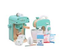 RLS Wooden Toy Set of 2 children’s coffee machine, Food mixer play kitchen set toy for boys and girls