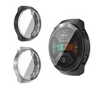 RLTech Case for Huawei Watch GT 2e, Ultra-Thin Silicone Bumper Protector Flexible Case Cover for Huawei Watch GT 2e, Black&Silver