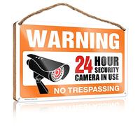 RLVH Bathroom Funny Signs Video Surveillance Signs, No Trespassing Violators Will Be Prosecuted Wooden Sign Front Door Wooden Sign Front Door Hanging Decor(23X35CM)