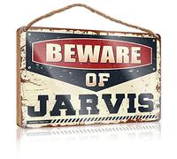 RLVH Door Hanging Decoration Beware Of Jarvis Wooden Sign Gifts For The Office Bathroom Decor Wall Art Funny(23X35CM)