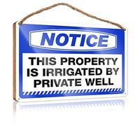 RLVH Door Hanging Decoration Notice This Property Is Irrigated By Private Well Wooden Sign Gifts For The Office Bathroom Decor Wall Art Funny(23X35CM)