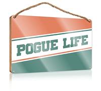 RLVH Door Hanging Decoration Pogue Life Outer Banks Wooden Sign Gifts For The Office Bathroom Decor Wall Art Funny(15X28CM)