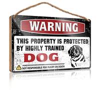 RLVH Door Hanging Decoration Warning This Property Is Protected By A Highly Trained Dog Wooden Sign Gifts For The Office Bathroom Decor Wall Art Funny(20X30CM)