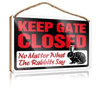 RLVH Door Sign For Home Keep Gate Closed No Matter What The Rabbits Say Wooden Sign Front Porch Fall Decor Hanging Wooden Plaque(20X30CM)