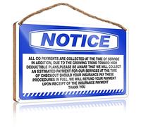 RLVH Door Sign For Home Notice All Co-Payments Are Collected At The Time Wooden Sign Front Porch Fall Decor Hanging Wooden Plaque(23X35CM)