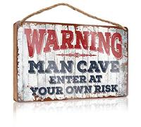 RLVH Door Signs Decorations Wrning Enter At Your Own Risk Wooden Sign Bathroom Signs Funny Hanging Porch Sign(15X28CM)