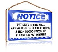 RLVH Farmhouse Door Decor Notice Patients In This Area Are At Risk Of Heart Wooden Sign Gifts For Work Friends Outdoor Signs For Porch(15X28CM)