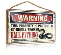 RLVH Farmhouse Door Decor Warning This Property Is Protected By A Highly Trained Ball Pythons Wooden Sign Gifts For Work Friends Outdoor Signs For Porch(20X30CM)