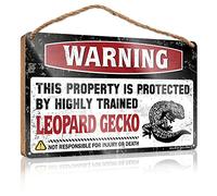 RLVH Funny Home Decor For Door Warning This Property Is Protected By A Highly Trained Leopard Gecko Wooden Sign Home Decor Ideas Kitchen Fall Decor For Porch(23X35CM)