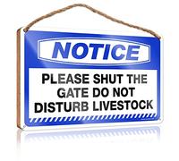 RLVH Funny Office Door Signs Notice Please Shut The Gate Do Not Disturb Livestock Wooden Sign Welcome Sign Hanging Wooden Sign Diy(20X30CM)