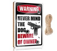 RLVH Hanging Decor Outdoor Porch Never Mind The Dog Beware Of Owner Wooden Sign Fall Porch Sign Funny Door Hanging Signs(15X28CM)