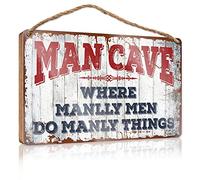 RLVH Hanging Decor Outdoor Porch Where Manlly Men Do Manly Things Wooden Sign Fall Porch Sign Funny Door Hanging Signs(23X35CM)