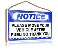 RLVH Office Signs For Desk Funny Notice Please Move Your Vehicle After Fueling Thank You Wooden Sign Front Porch Signs Farmhouse Table Decor(20X30CM)