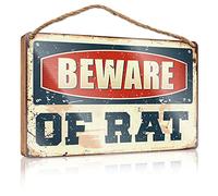 RLVH Sarcastic Signs Beware Of Rat Wooden Sign Porch Signs And Decor Outdoor Bar Signs For Man Ca(20X30CM)