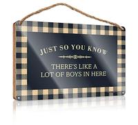 RLVH Wooden Hanging Wall Sign Just So You Know There'S Like A Lot Of Boys In Here Wooden Sign Summer Decor Home Sweet Home Signs Wall Decor(20X30CM)