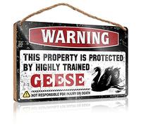 RLVH Wooden Hanging Wall Sign Warning This Property Is Protected By A Highly Trained Geese Wooden Sign Summer Decor Home Sweet Home Signs Wall Decor(15X28CM)