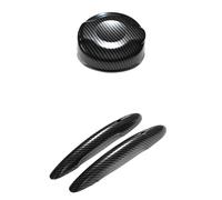 RLVYTA Support Handle Car Door Handle Fit for Mini S JCW Coopers F56 F57 2Pcs Door Handle Covers & 1Pcs 2.0T Car Fuel Tank Cover(Carbon Fiber Patter)