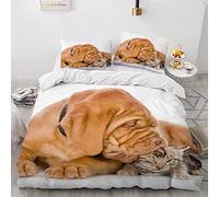 RLYXGS Bengal Kitten Duvet Cover King Size 3D Print Bordeaux Puppy Bedding Set Animal Comforter Cover Soft Microfiber Lightweight Quilt Cover With Zipper Closure 3 Pcs + 2 Pillow Cases