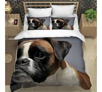 RLYXGS Boxer Dog Bedding King Size Animal Pet Duvet Cover Set 3 Piece Microfiber Lightweight Quilt Cover Luxury Bedroom Decor Bedspread Cover With Zipper Closure 2 PillowCases 220X230cm
