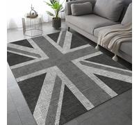 RLYXGS British Flag Area Rug Vintage Black Gray 3D Non-Slip Rug 120x180cm, Soft Washable Carpet for Living Room Dining Room Bedroom Hallway Office Floor Door Mat Decorative Indoor Rug 3R3168