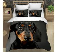 RLYXGS Dachshund Bedding King Size Animal Pet Duvet Cover Set 3 Piece Microfiber Lightweight Quilt Cover Luxury Bedroom Decor Bedspread Cover With Zipper Closure 2 PillowCases 220X230cm