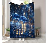 RLYXGS Dolphin Throw Blanket for Sofa Bed Ocean Animals 3D Soft Cozy Throw for Kids Boys Teens Warm Plush Flannel Blanket Living Room Decor 40x50 inch 1R96