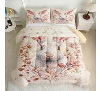 RLYXGS Double Coverless Duvet Rabbit Boho 3-Piece with 2 Pillowcases