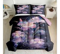 RLYXGS Double Size Coverless Duvet Iris Floral 3-Piece Set