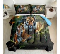 RLYXGS Double Size Coverless Duvet Tiger Wild Animals 3-Piece Set