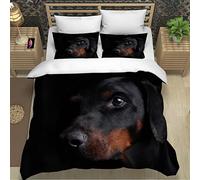 RLYXGS Duvet Cover Doberman Animal Single Size Bedding Set for Childrens Boys Girls Adults Kids Teens 3D Print Soft Microfiber Quilt Cover Cartoon Farm Wildlife Comforter Cover 3 Pcs