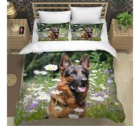 RLYXGS Duvet Cover German Shepherd Animal Single Size Bedding Set for Childrens Boys Girls Adults Kids Teens 3D Print Soft Microfiber Quilt Cover Cartoon Farm Wildlife Comforter Cover 3 Pcs