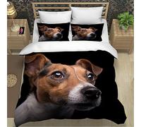 RLYXGS Duvet Cover Jack Russell Spaniel Animal Single Size Bedding Set for Childrens Boys Girls Adults Kids Teens 3D Print Soft Microfiber Quilt Cover Cartoon Farm Wildlife Comforter Cover 3 Pcs