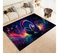 RLYXGS Earphone Area Rug Musical Notes Cool 3D Non-Slip Rug 60x90cm, Soft Washable Carpet for Living Room Dining Room Bedroom Hallway Office Floor Door Mat Decorative Indoor Rug 3R1156
