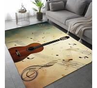 RLYXGS Guitar Area Rug Musical Symbols Retro 3D Non-Slip Rug 60x90cm, Soft Washable Carpet for Living Room Dining Room Bedroom Hallway Office Floor Door Mat Decorative Indoor Rug 3R1912